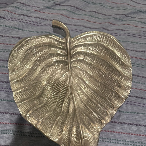 Bundle of two items. Beautiful tray from India and wine decanter.